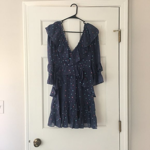 Rebecca Taylor Glitter Gem Chiffon Ruffle Dress - Picture 4 of 6